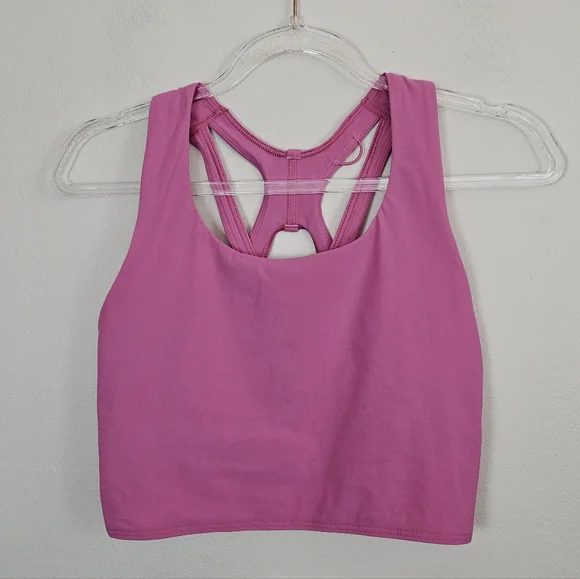 lululemon Pink Strappy Back Sports Bra w/ Side Zip Pocket Fits Size 6/Sm - Picture 3 of 8